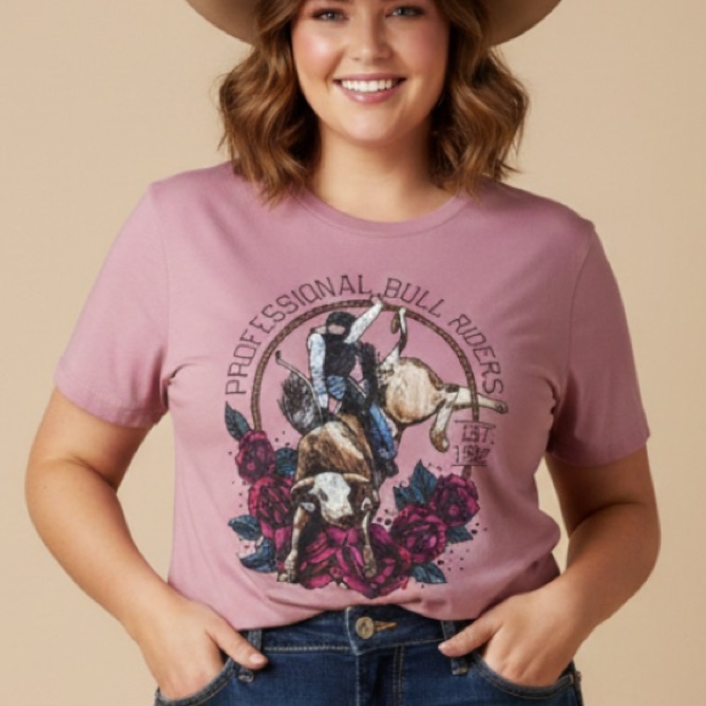Professional Bull Riders  Pink Bull Rider Graphic‎ shirt Bling 3XL maybe midsize